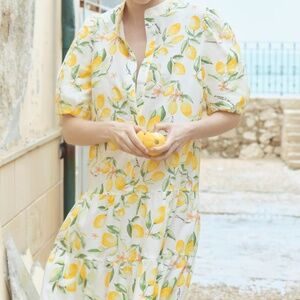 NTW H&M lemon print tiered midi dress